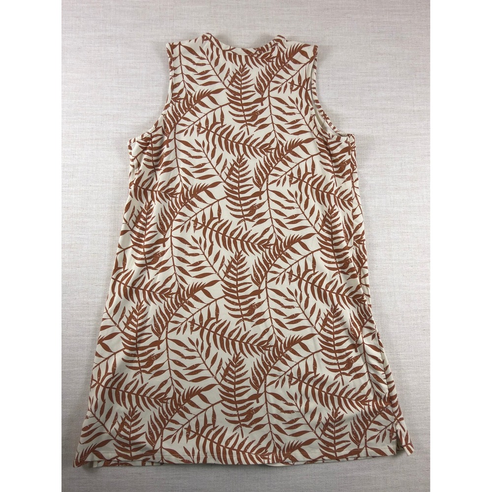 Natural Reflections Womens Large Rust Tropical Fern Leaf Sleeveless Shift Dress - Picture 6 of 7